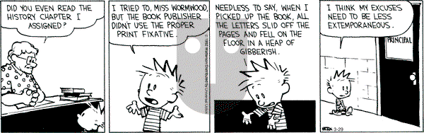 Calvin and Hobbes - Thursday March 29, 2012 Comic Strip