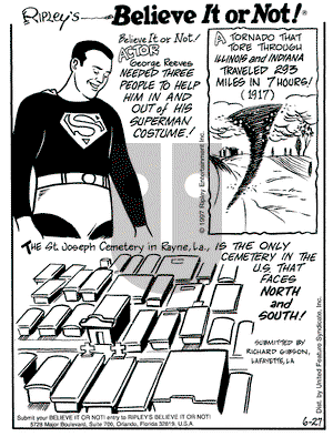 Ripley's Believe It or Not on Friday June 27, 1997 Comic Strip