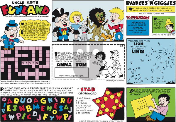 Uncle Art's Funland on Sunday February 5, 2023 Comic Strip