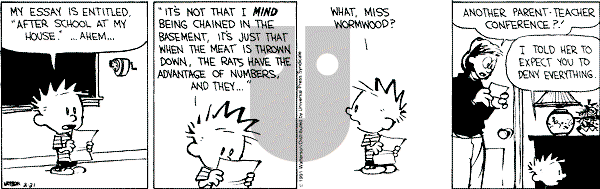 Calvin and Hobbes - Thursday February 21, 1991 Comic Strip