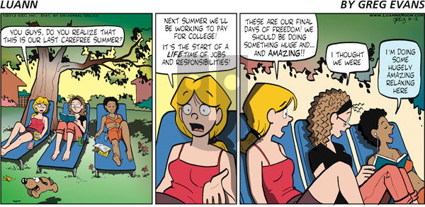Luann - Sunday August 12, 2012 Comic Strip