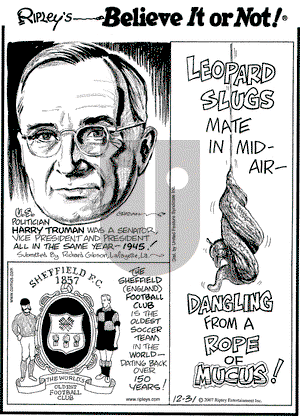 Ripley's Believe It or Not on Monday December 31, 2007 Comic Strip