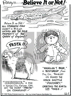Ripley's Believe It or Not on Saturday December 7, 1996 Comic Strip