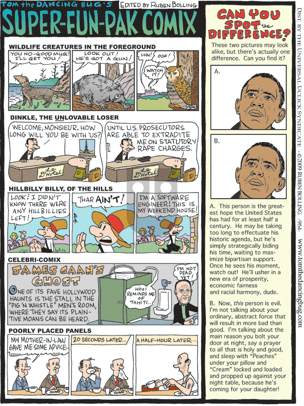 Tom the Dancing Bug on Saturday October 17, 2009 Comic Strip
