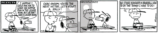 Peanuts on Wednesday July 26, 1967 Comic Strip