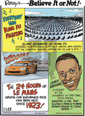 Ripley's Believe It or Not on Friday November 23, 2012 Comic Strip