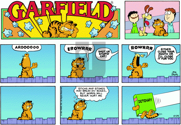 Garfield on Sunday October 25, 1981 Comic Strip