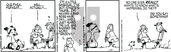 Over the Hedge on Monday April 22, 2002 Comic Strip