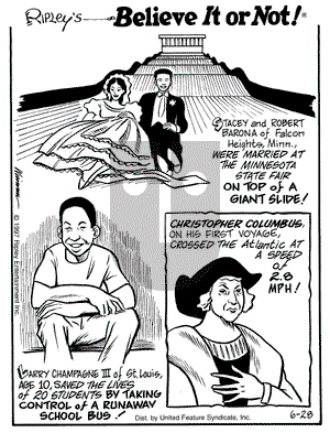 Ripley's Believe It or Not on Saturday June 28, 1997 Comic Strip