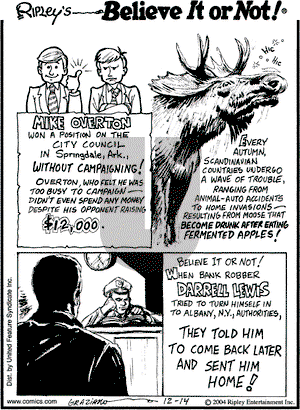 Ripley's Believe It or Not on Tuesday December 14, 2004 Comic Strip