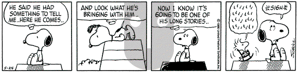 Peanuts on Saturday May 24, 1986 Comic Strip
