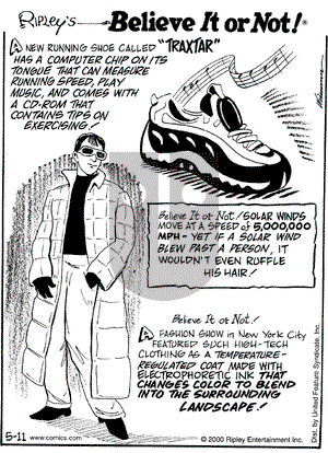 Ripley's Believe It or Not on Sunday January 7, 2001 Comic Strip