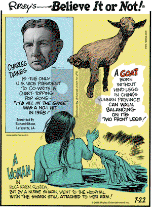 Ripley's Believe It or Not on Friday July 22, 2016 Comic Strip
