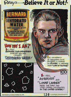 Ripley's Believe It or Not on Monday December 9, 2019 Comic Strip