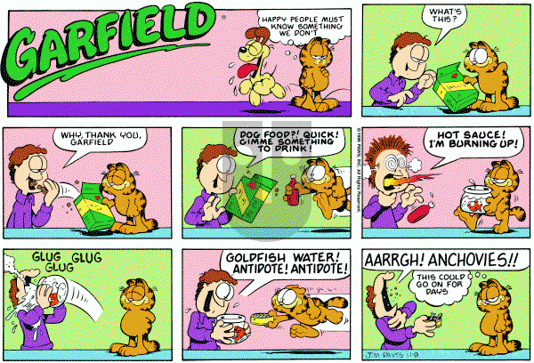 Garfield on Sunday November 9, 1986 Comic Strip