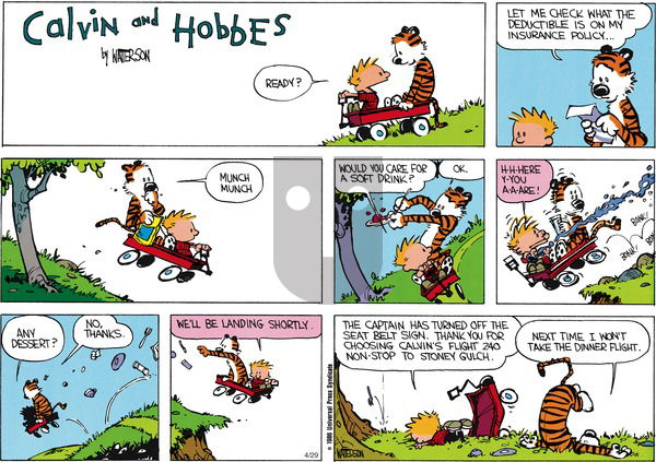 Calvin and Hobbes on Sunday March 16, 1986 Comic Strip