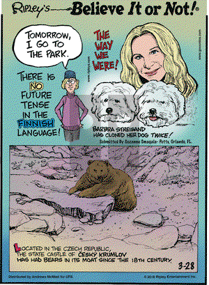 Ripley's Believe It or Not on Wednesday March 28, 2018 Comic Strip
