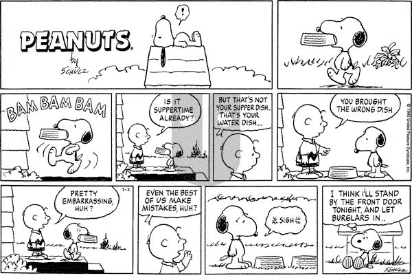 Peanuts - Sunday July 2, 1995 Comic Strip