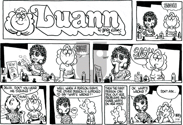 Luann on Sunday July 31, 1988 Comic Strip