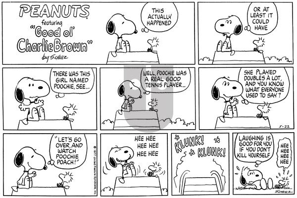 Peanuts on Sunday May 22, 1977 Comic Strip