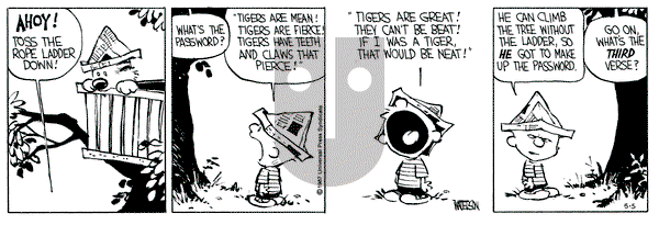 Calvin and Hobbes on Tuesday May 5, 1987 Comic Strip