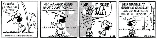 Peanuts on Wednesday April 27, 1983 Comic Strip