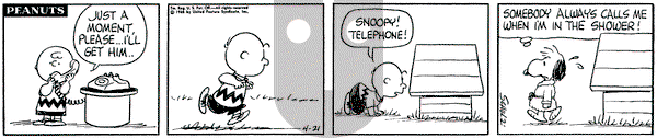 Peanuts on Wednesday April 21, 1965 Comic Strip