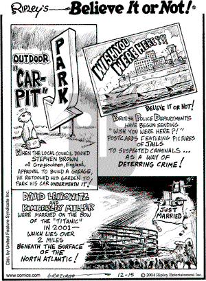 Ripley's Believe It or Not on Wednesday December 15, 2004 Comic Strip