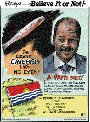 Ripley's Believe It or Not on Monday June 1, 2015 Comic Strip