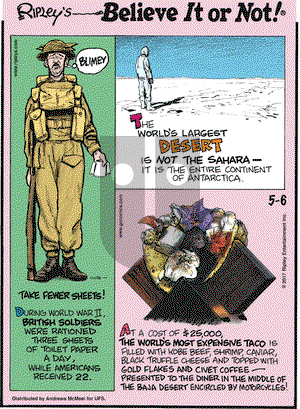 Ripley's Believe It or Not on Saturday May 6, 2017 Comic Strip