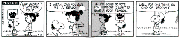 Peanuts on Monday July 15, 1968 Comic Strip