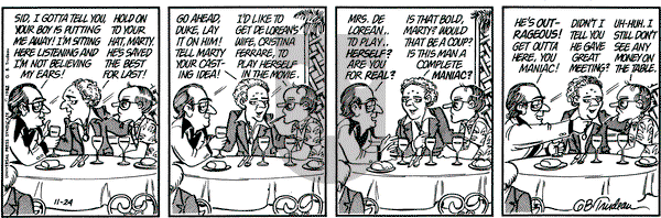 Doonesbury on Wednesday November 24, 1982 Comic Strip