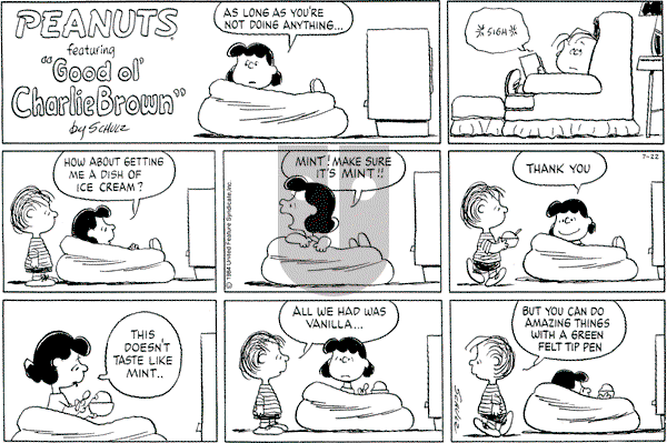 Peanuts - Sunday July 22, 1984 Comic Strip