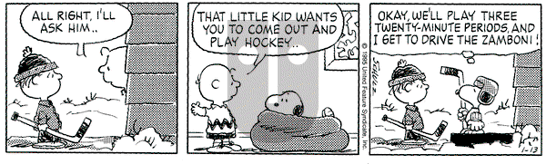 Peanuts on Friday January 13, 1995 Comic Strip