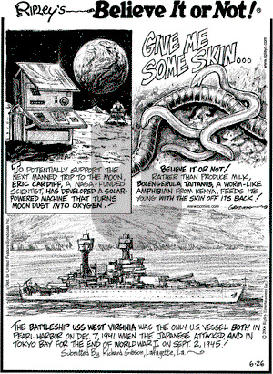 Ripley's Believe It or Not on Monday June 26, 2006 Comic Strip