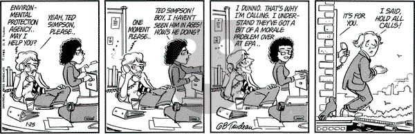 Doonesbury on Monday January 25, 1982 Comic Strip