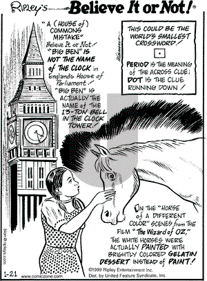 Ripley's Believe It or Not on Thursday January 21, 1999 Comic Strip