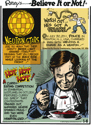 Ripley's Believe It or Not on Friday January 6, 2012 Comic Strip