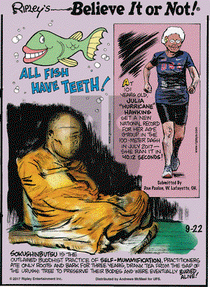 Ripley's Believe It or Not on Friday September 22, 2017 Comic Strip
