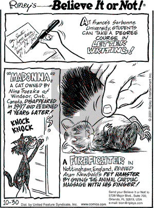 Ripley's Believe It or Not on Tuesday October 30, 2001 Comic Strip
