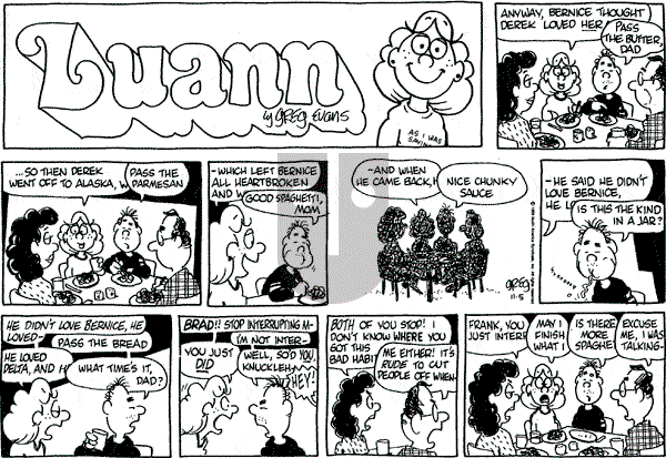 Luann on Sunday November 5, 1989 Comic Strip