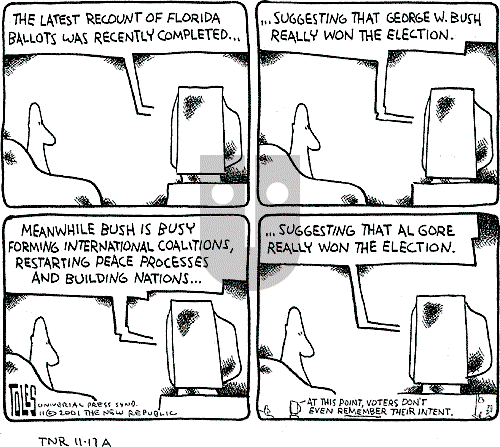 Tom Toles on Saturday November 17, 2001 Comic Strip