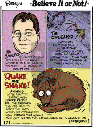Ripley's Believe It or Not on Thursday December 1, 2011 Comic Strip