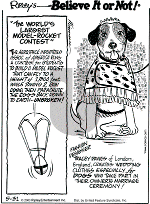Ripley's Believe It or Not on Saturday May 31, 2003 Comic Strip