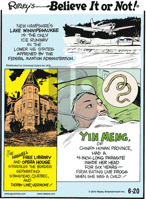 Ripley's Believe It or Not on Saturday June 20, 2015 Comic Strip