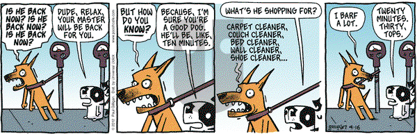 Pooch Cafe on Monday April 16, 2012 Comic Strip
