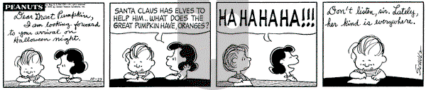 Peanuts on Tuesday October 27, 1970 Comic Strip