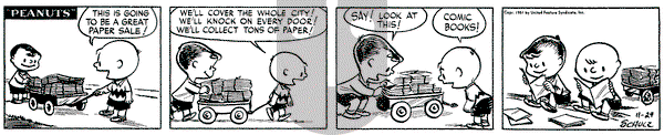 Peanuts - Thursday November 29, 1951 Comic Strip
