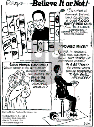 Ripley's Believe It or Not on Friday January 22, 1999 Comic Strip