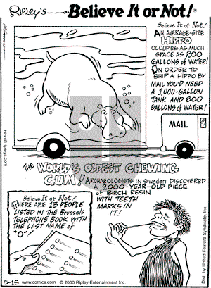 Ripley's Believe It or Not on Monday May 15, 2000 Comic Strip